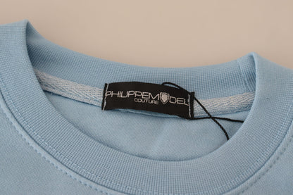 Philippe Model Light Blue Logo Printed Long Sleeves Sweater
