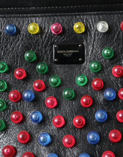 Dolce & Gabbana Black SICILY Leather LED Top Handle Shoulder Bag