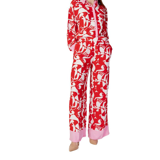 Vila Clothes Red Viscose Pant