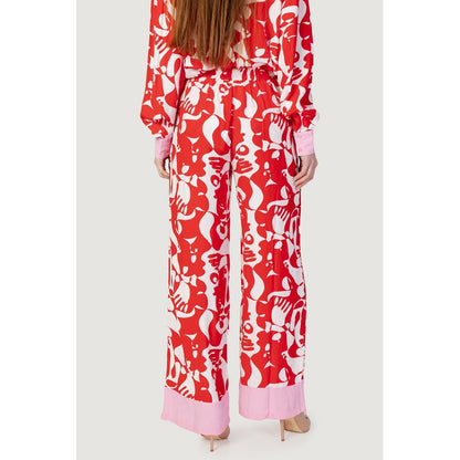 Vila Clothes Red Viscose Pant