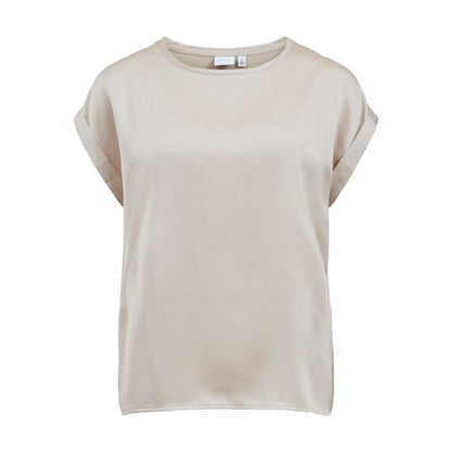 Vila Clothes Gold Cotton T-Shirt