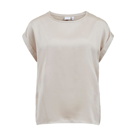 Vila Clothes Gold Cotton T-Shirt