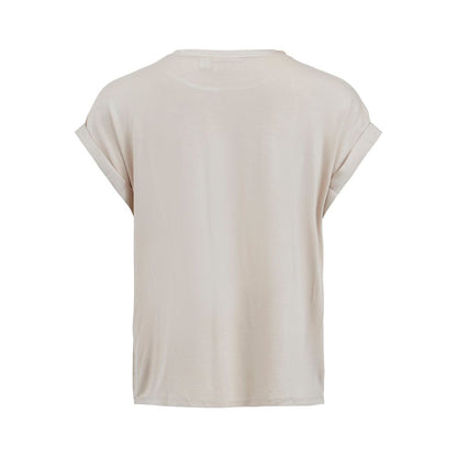 Vila Clothes Gold Cotton T-Shirt
