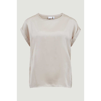 Vila Clothes Gold Cotton T-Shirt