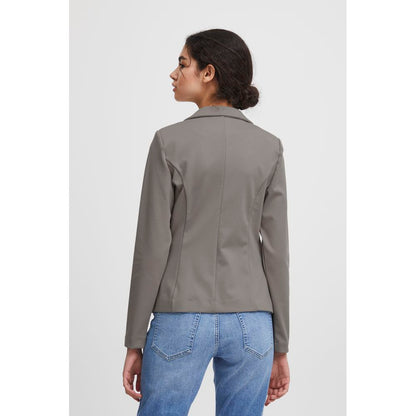 ICHI Gray Polyester Blazer