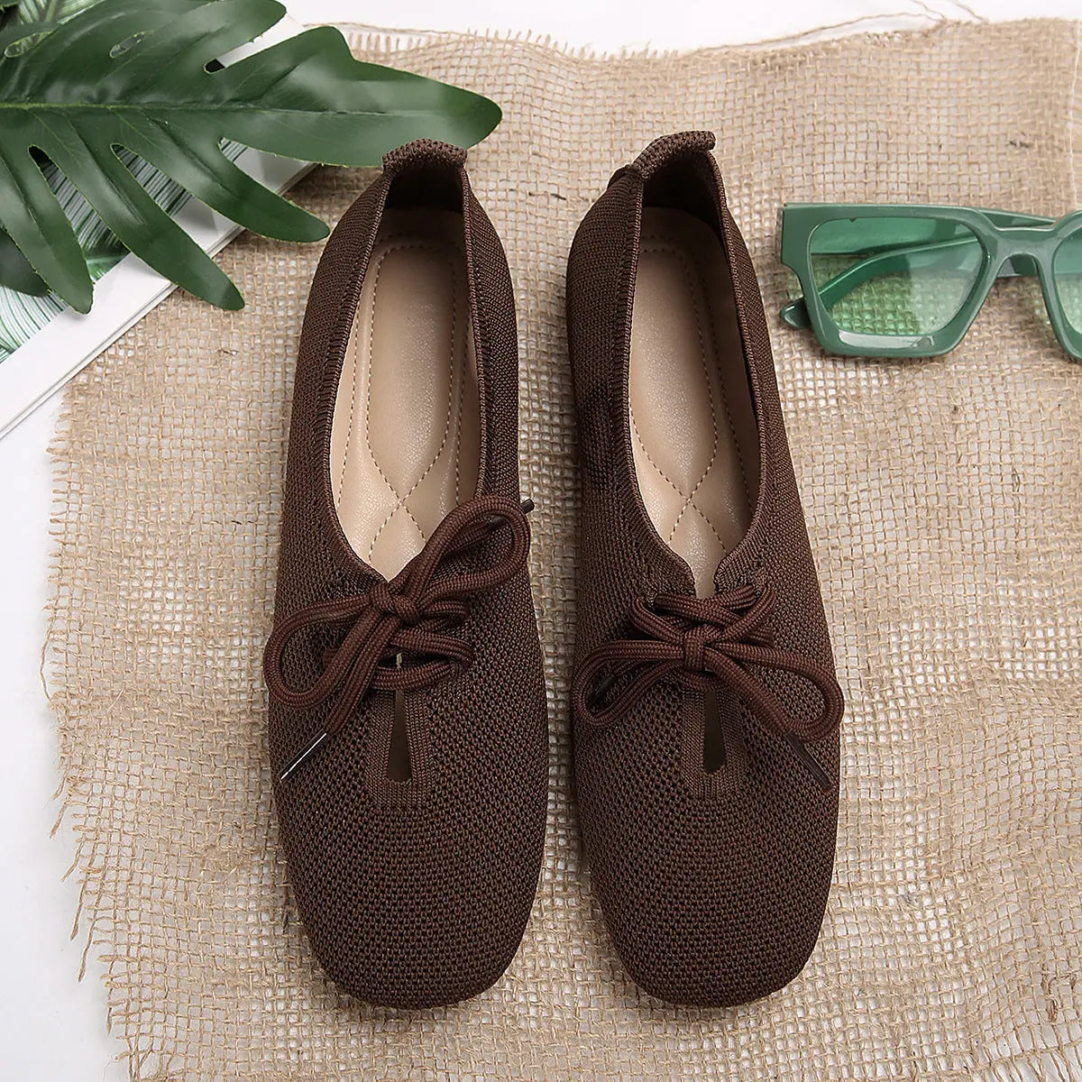 Casual Lace-up Mesh Flats Shoes Women Fashion Solid Color Loafers Lazy Shoes My Store