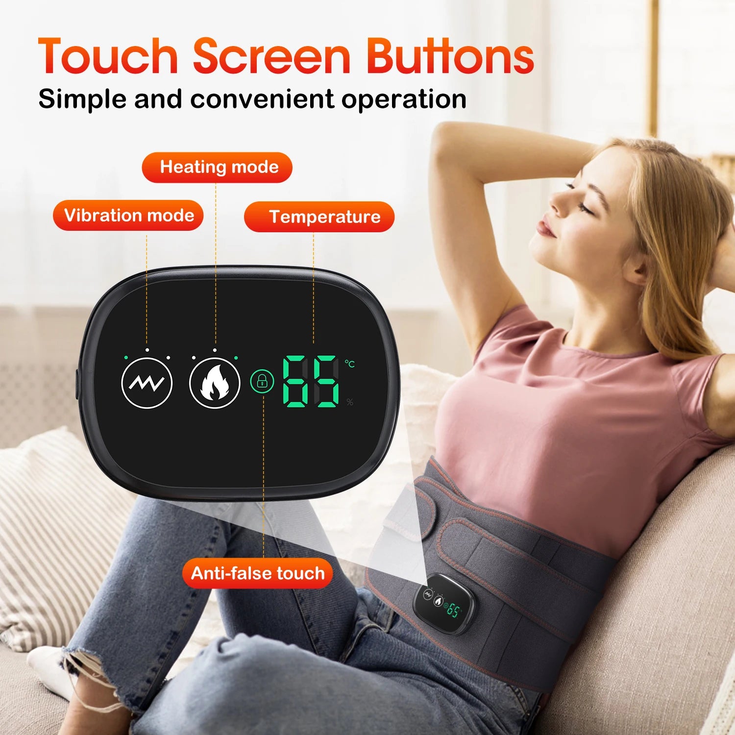 Infrared Heating Waist Massager Electric Belt Vibration USB Charge Red Light Hot Compress Lumbar Back Support Brace Pain Relief