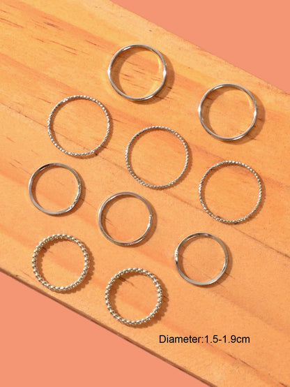 10pcs Silver Ring Bands Versatile Accessories for Every Finger