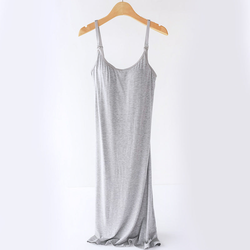 Plus Size Loose Camisoles For Breastfeeding Base Skirt With Chest Pad Sunderwear-free