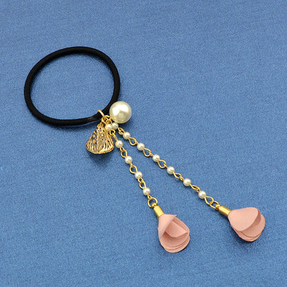 Hair Holder Accessories Pearl Long Chain Headwear Petal Elastic Hair