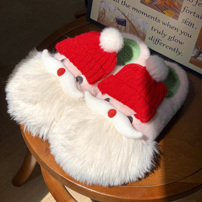 Cute Christmas Santa Claus Home Slippers Winter Warm Indoor Non-slip Floor Plush Shoes Accessories For Women