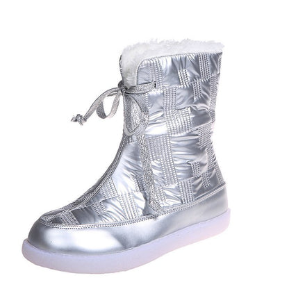 Fur-Trimmed Snowshoe Short-Barrel Cotton Boot Girl