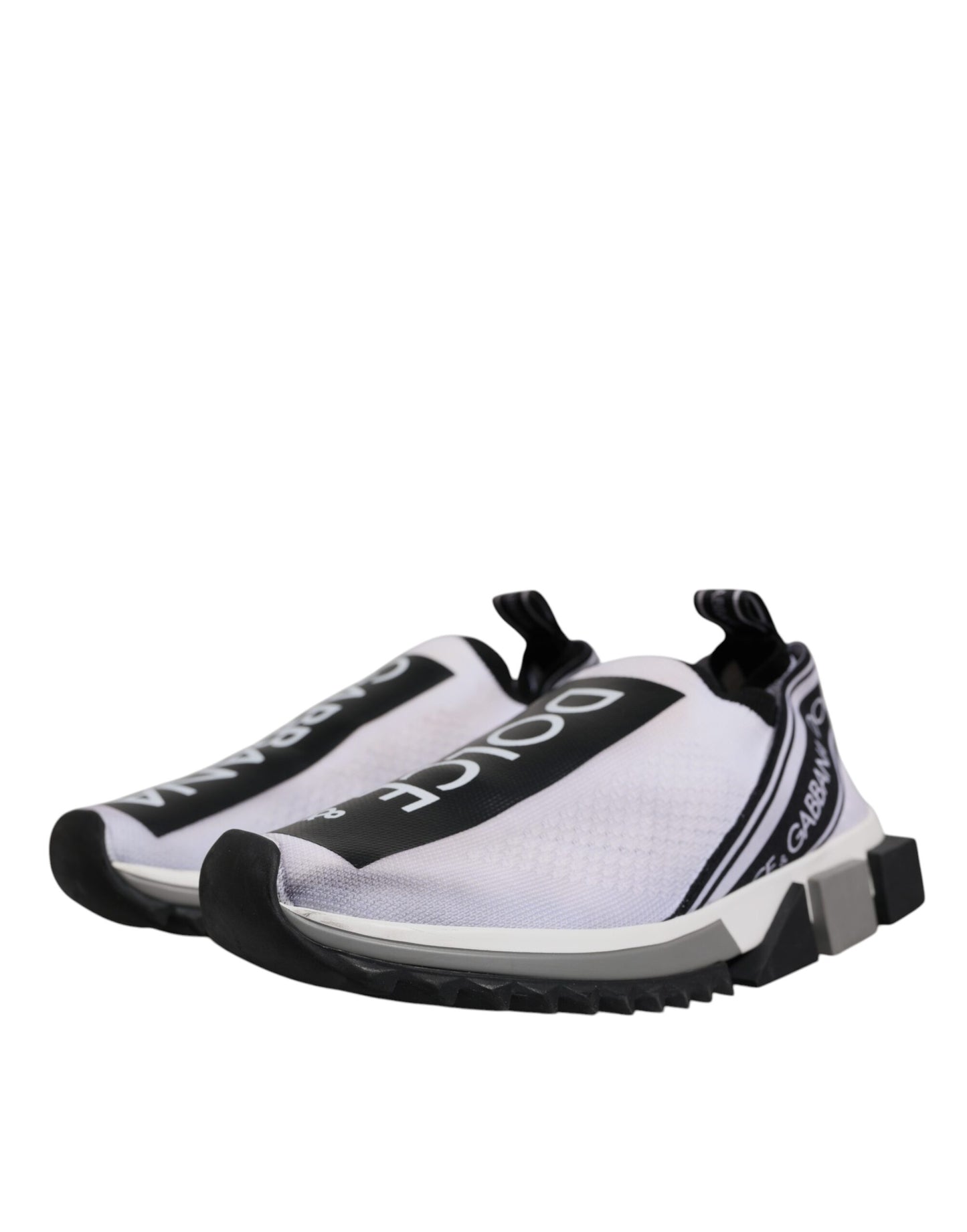 Dolce & Gabbana White Black Slip On Sorrento Sneakers Shoes