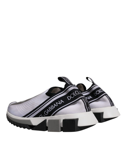Dolce & Gabbana White Black Slip On Sorrento Sneakers Shoes