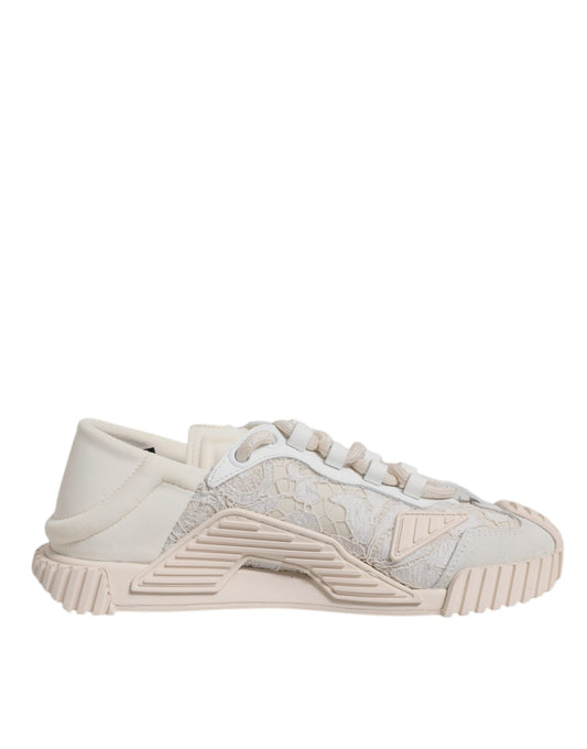 Dolce & Gabbana White Lace NS1 Low Top Sneaker Sports Shoes