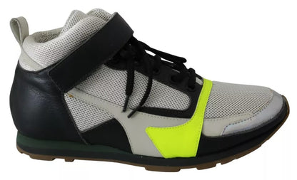 Jil Sander Fog Gray Neon Green Black Lace-Up Strap Shoes