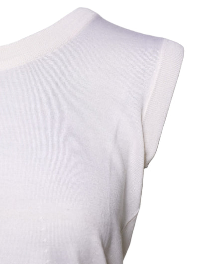 Dolce & Gabbana White Sleeveless Cashmere Round Neck Tank Top
