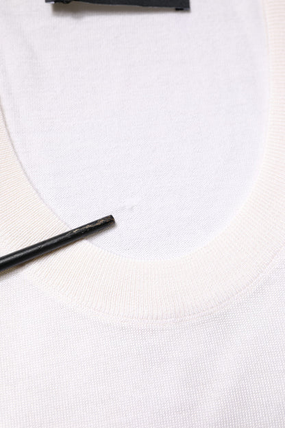 Dolce & Gabbana White Sleeveless Cashmere Round Neck Tank Top