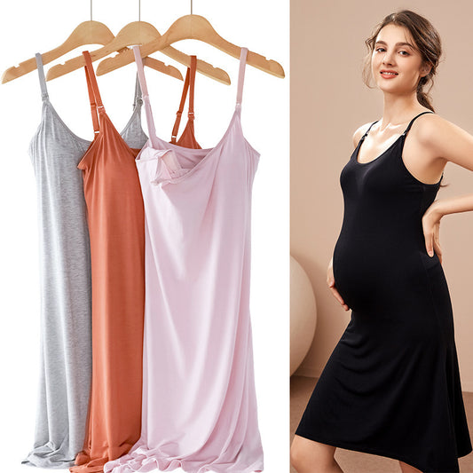 Plus Size Loose Camisoles For Breastfeeding Base Skirt With Chest Pad Sunderwear-free