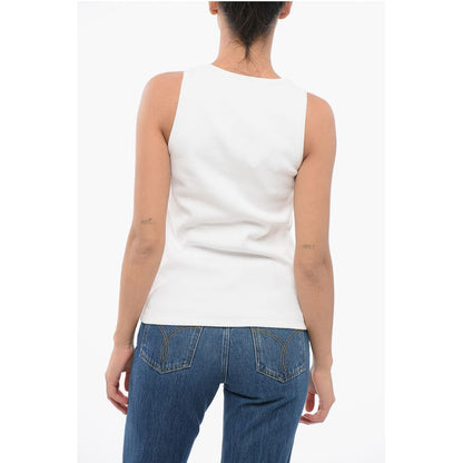 Bottega Veneta Ribbed Cotton Tank Top with Beaded Embroidery