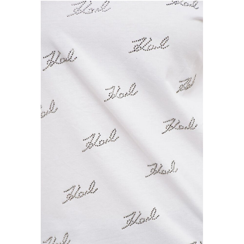 Karl Lagerfeld All-Over Rhinestone Logo Cotton Crew-neck T-shirt