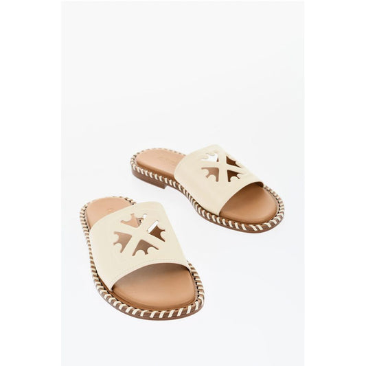 Off-White Leather TWIST Slides With Cut-Out Logo