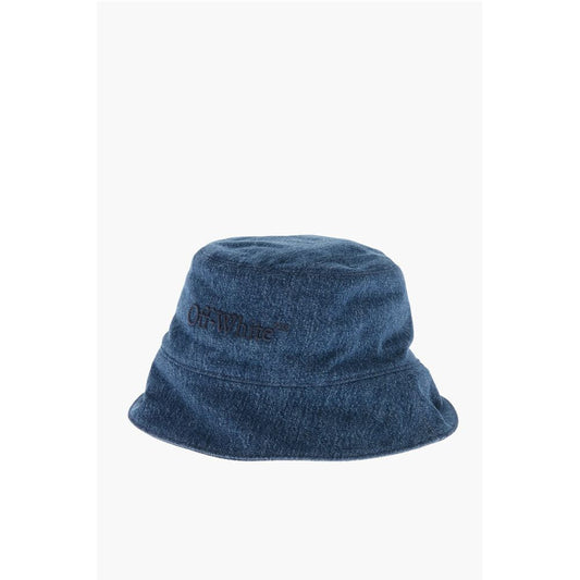 Off-White Denim Bucket Hat with Embossed Logo