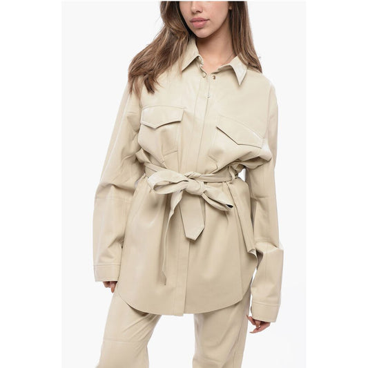 Nanushka Faux Leather ARTHA Overshirt with Belt