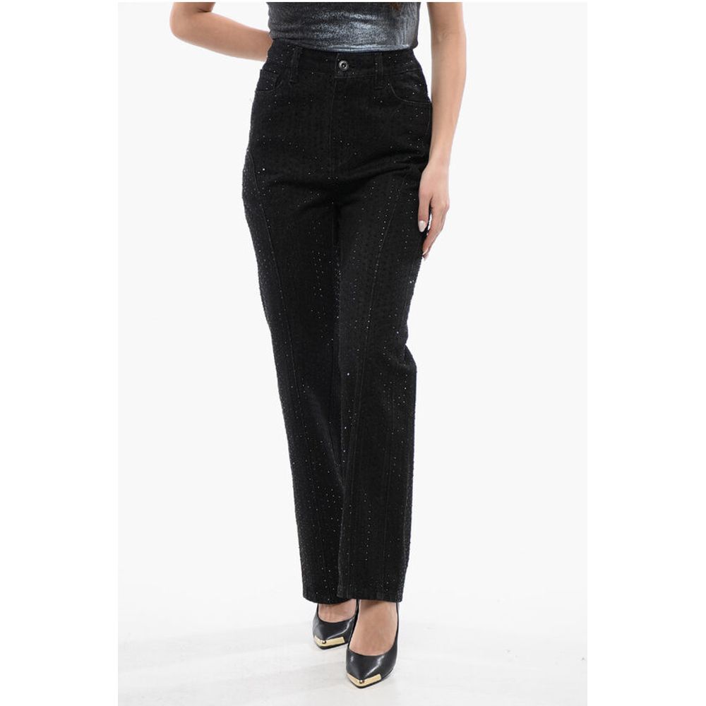 Self-Portrait Rhinestone Embellished Dark Washed Jeans 21cm