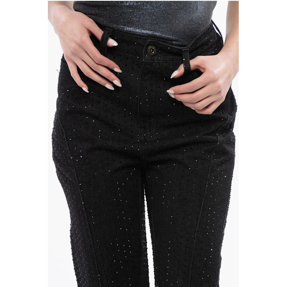 Self-Portrait Rhinestone Embellished Dark Washed Jeans 21cm