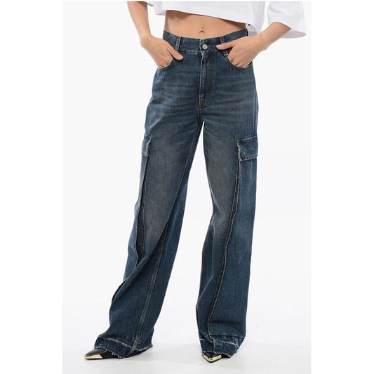 Stella McCartney Straight Leg Cargo Jeans with Frayed Hem 26cm