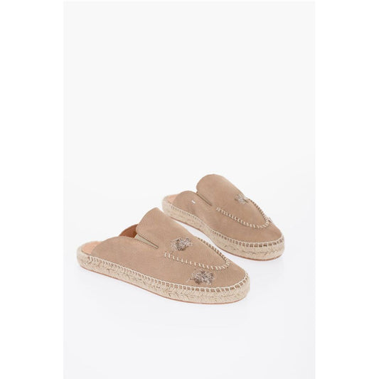 Maison Margiela Leather Slides With Stitching Detail And Espadrillas Soles
