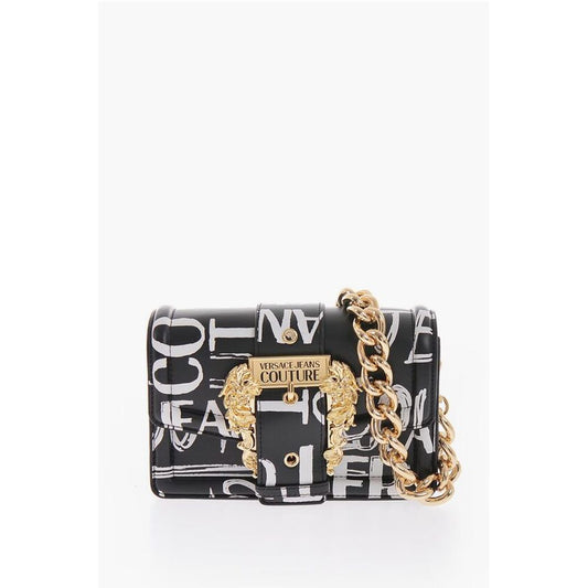 Versace JEANS COUTURE All-Over Logo Printed Faux Leather Shoulder Ba