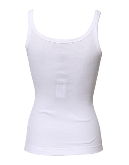 Dolce & Gabbana White Cotton Sleeveless Round Neck Tank Top