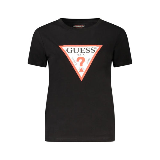 Guess Jeans Black Cotton Tops & T-Shirt