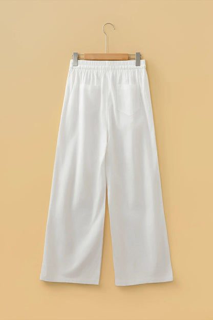 Jet Stream Drawstring Elastic Waist Button Pleated Detail Wide Leg Pants Dear-Lover Dropshipping