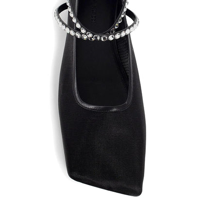 Amina Muaddi Mesh Crystal Ballerina Flats