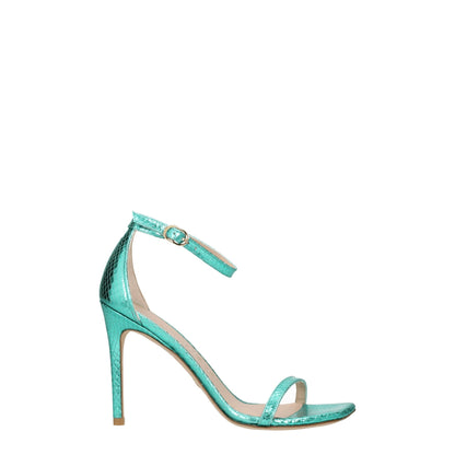Stuart Weitzman Green Leather Stiletto Heels Sandals