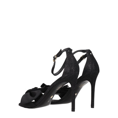 Stuart Weitzman Black Satin Stiletto Heels Sandals