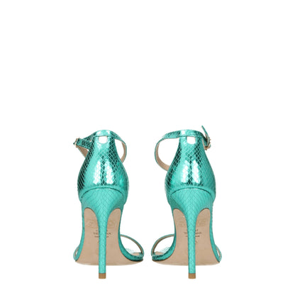 Stuart Weitzman Green Leather Stiletto Heels Sandals