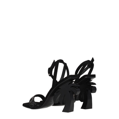 Palm Angels Black Leather Strap-Ons Sandals