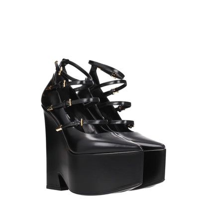 Versace Black Leather Broch
