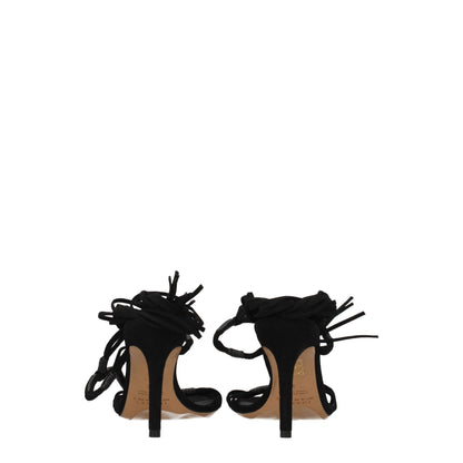 Isabel Marant Black Leather Stiletto Heels Sandals