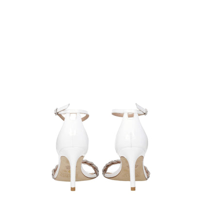 Stuart Weitzman White Leather Stiletto Heels Sandals