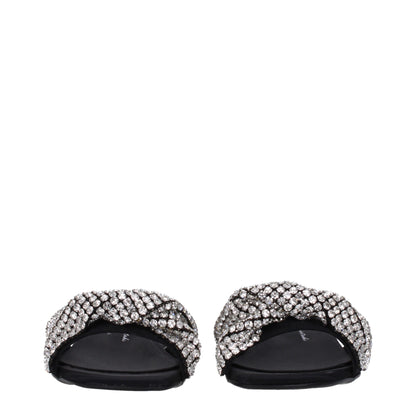 Sergio Rossi Black Satin Slippers Sandals