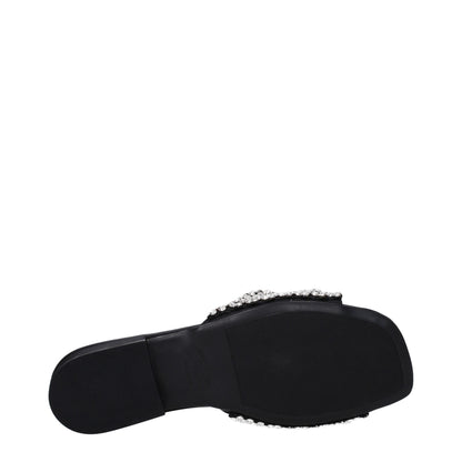 Sergio Rossi Black Satin Slippers Sandals