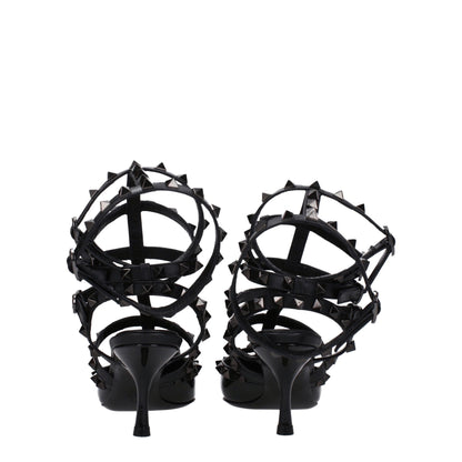 Valentino Garavani Black Leather Stiletto Heels Sandals