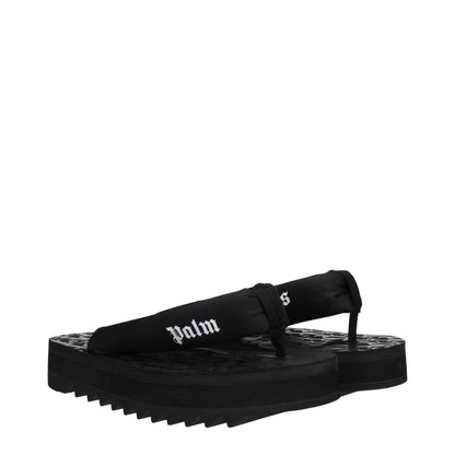 Palm Angels Black Fabric Flip-Flop Sandals