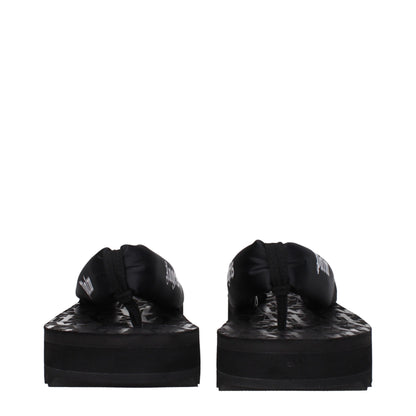 Palm Angels Black Fabric Flip-Flop Sandals
