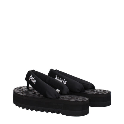 Palm Angels Black Fabric Flip-Flop Sandals
